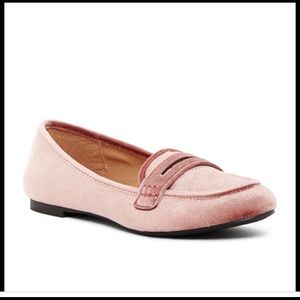 Madden Girl pink velvet loafers